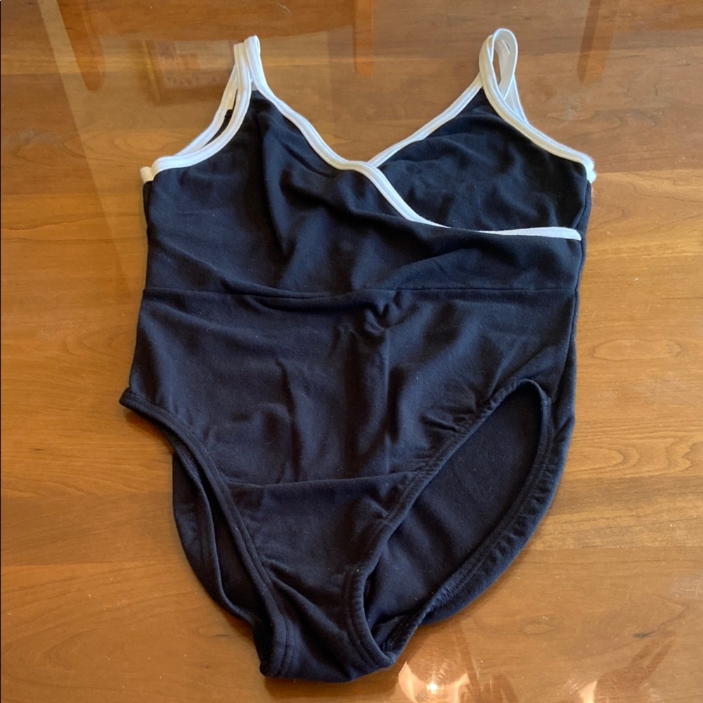 Chic Black Bodysuit with White Trim